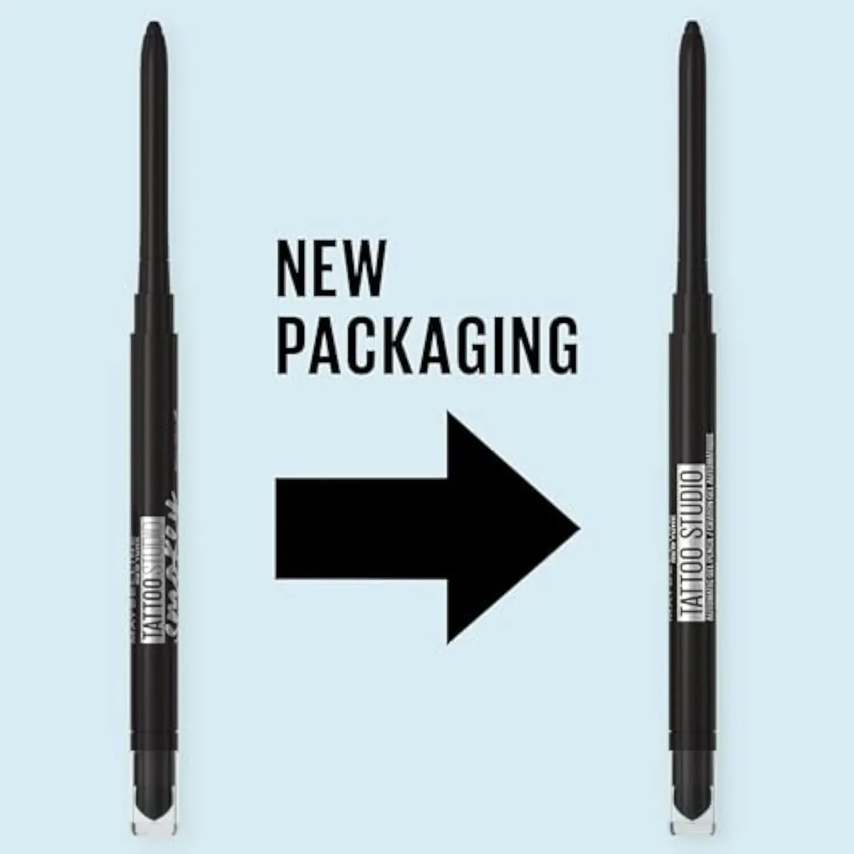 Tattoo Studio Automatic Gel Pencil Waterproof Eyeliner, Blendable, Smudge Resistant, Matte Eyeliner For Up To 36HR Wear, Pitch Black (Smokey Black), Packaging May Vary