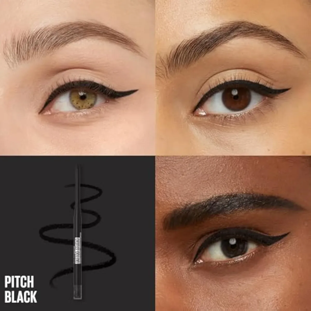 Tattoo Studio Automatic Gel Pencil Waterproof Eyeliner, Blendable, Smudge Resistant, Matte Eyeliner For Up To 36HR Wear, Pitch Black (Smokey Black), Packaging May Vary