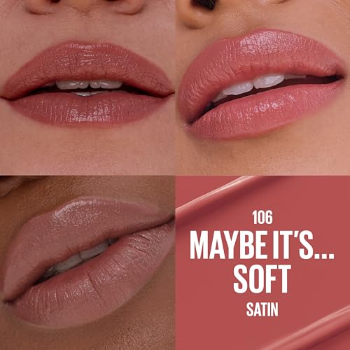 Serum Lipstick, Hydrating Lip Makeup with 8HRs of Lip Plumping Moisture with Hyaluronic Acid + Oil Blend, Maybe It's…Soft (Light Terracotta Rose Nude Satin)