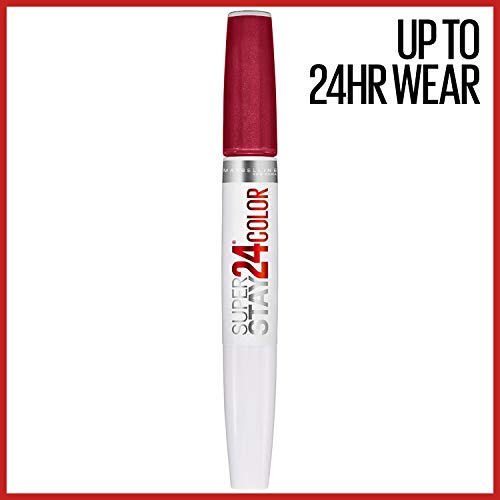 Super Stay 24, 2-Step Liquid Lipstick Makeup, Long Lasting Highly Pigmented Color with Moisturizing Balm, All Day Cherry, Red, 1 Count