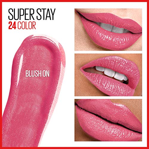 Super Stay 24, 2-Step Liquid Lipstick Makeup, Long Lasting Highly Pigmented Color with Moisturizing Balm, Blush On, Pink, 1 Count