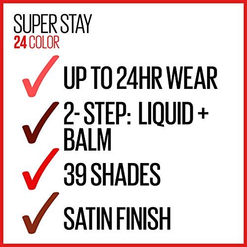 Super Stay 24, 2-Step Liquid Lipstick Makeup, Long Lasting Highly Pigmented Color with Moisturizing Balm, Everlasting Wine, Plum Red, 1 Count