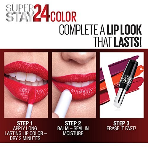 Super Stay 24, 2-Step Liquid Lipstick Makeup, Long Lasting Highly Pigmented Color with Moisturizing Balm, Everlasting Wine, Plum Red, 1 Count