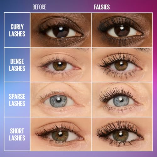 Volum' Express The Falsies Waterproof Mascara, Volumizing and Separating Make Up Formula, Very Black, 1 Count