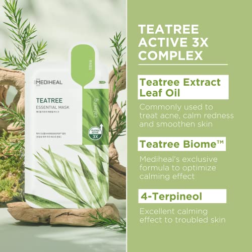 Official Best Korean Sheet Mask - Tea Tree Essential Face Mask 4 Sheets Skin Soothing Trea