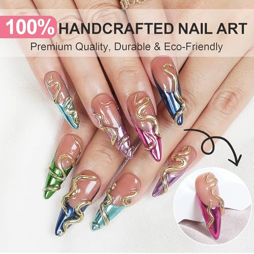Handmade Press on Nails Square Short Fake Nails Pink French Tip with 3D