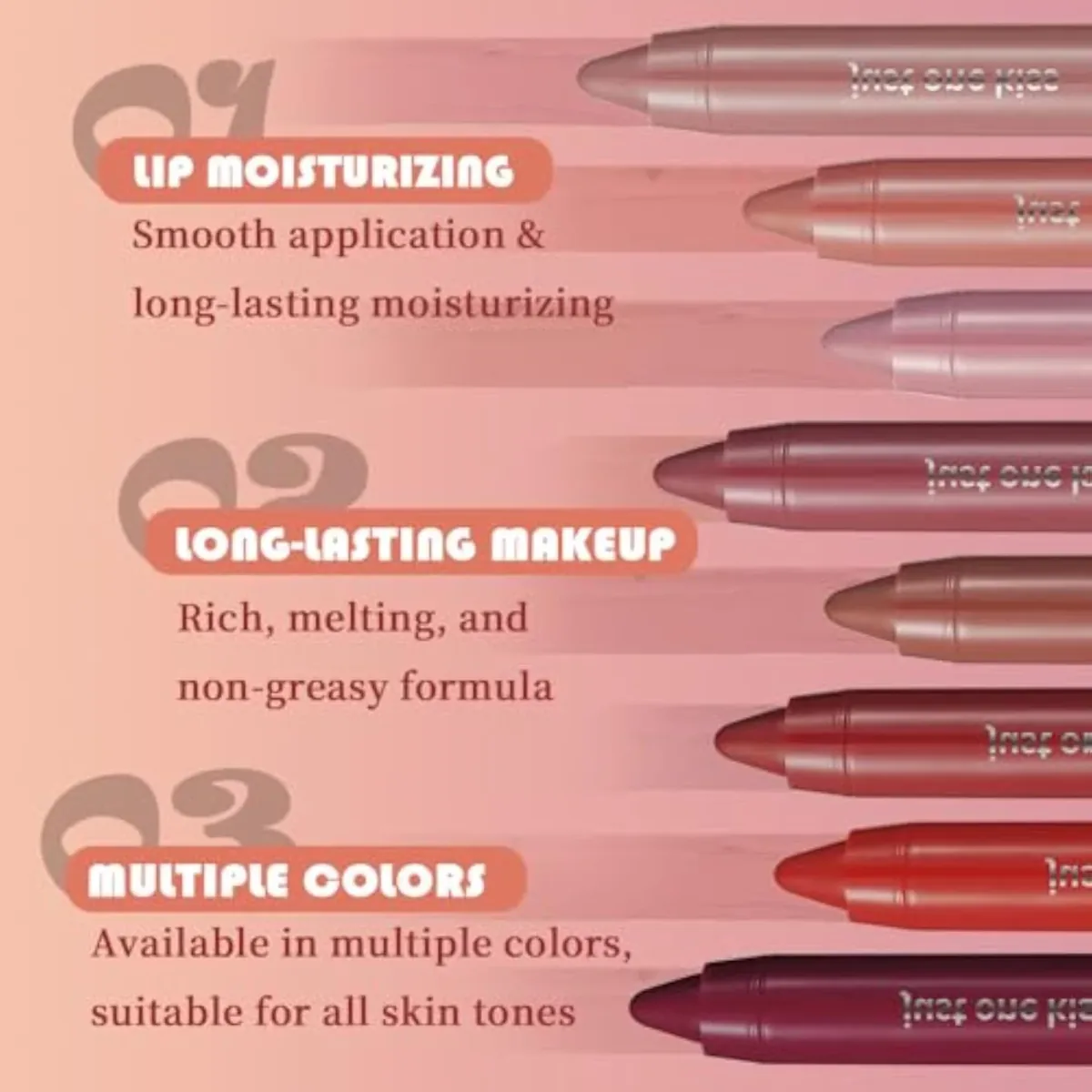 Bright Ruby Red Hydrating Cream Lipstick Lip Crayon for Women, Natural Moisturizing Lipstick Smooth Apply, Retractable Lips Liner Crayon for Ombre Shades, Red Tinted Lip Bal