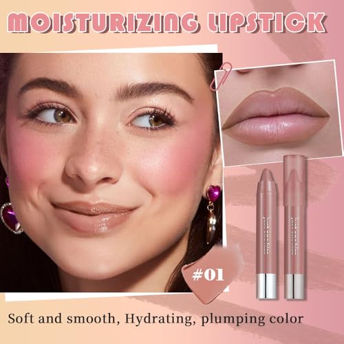 Warm Nuetral Nude Hydrating Creamy Lipstick Lip Crayon, 01#