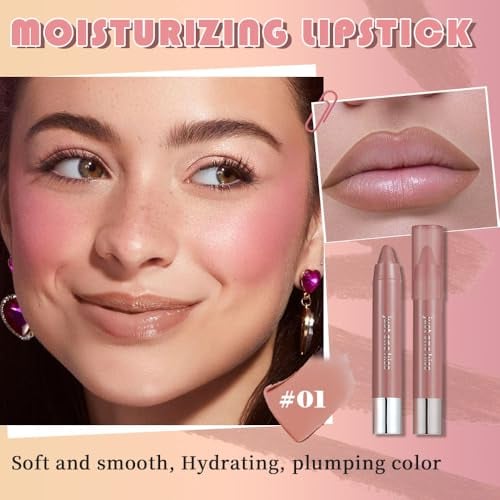 Warm Nuetral Nude Hydrating Creamy Lipstick Lip Crayon, 01#