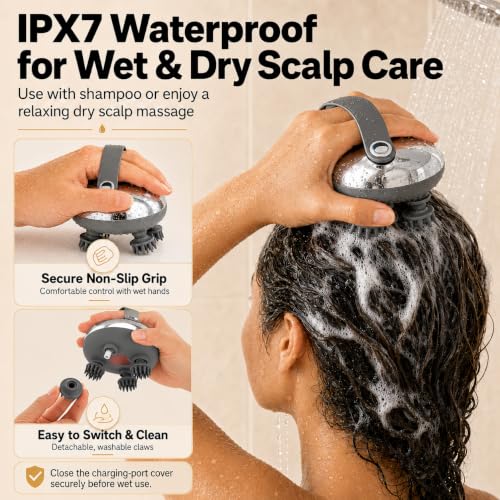 Electric Scalp Massager 2 Claw Sets IPX7 Waterproof
