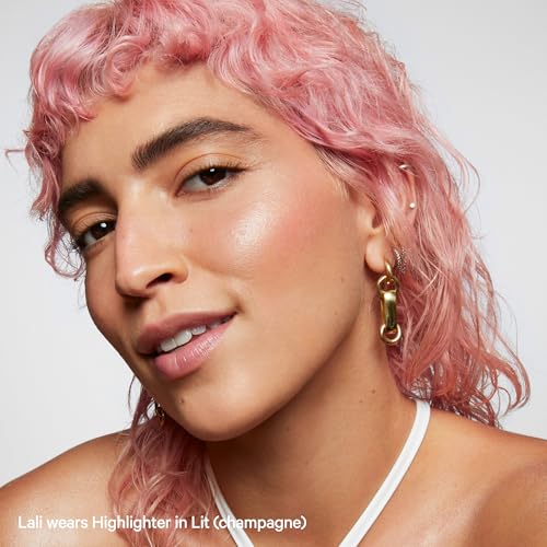 Highlighter – Cream Highlighter Stick for Face + Body with Radiant, Shimmery Glow – Buildable, Blendable, Vegan Formula for All Skin Types – Lit (Champagne), 0.21 oz