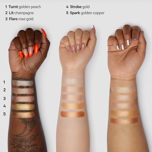 Highlighter – Cream Highlighter Stick for Face + Body with Radiant, Shimmery Glow – Buildable, Blendable, Vegan Formula for All Skin Types – Lit (Champagne), 0.21 oz
