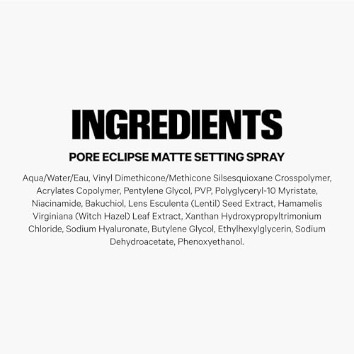 Pore Eclipse Matte Setting Spray – Blurs Pores, Controls Shine + Sets Makeup for Up to 16 Hours – Long-Lasting, Oil + Alcohol-Free Facial Mist for a Soft, Matte Finish