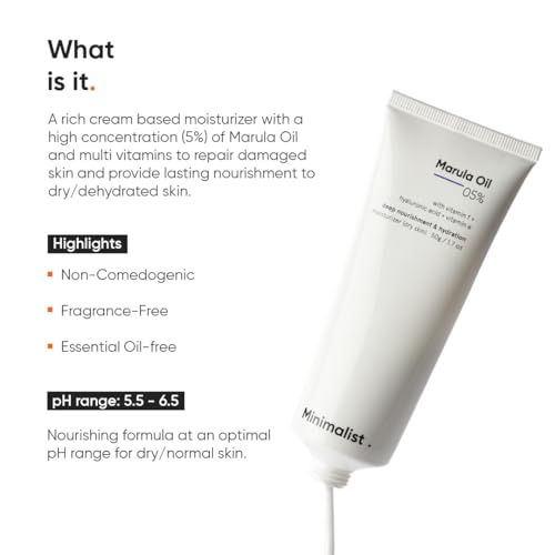Marula Oil 5% Face Moisturizer for Dry, Dehydrated, Flaky Skin