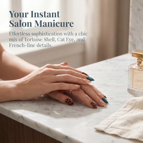 Press on Nails Medium Almond French Tip False Nails