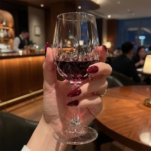 Red Press On Nails Medium Almond Burgundy Glossy Full Cover Reusable Acrylic Fake Nails Se