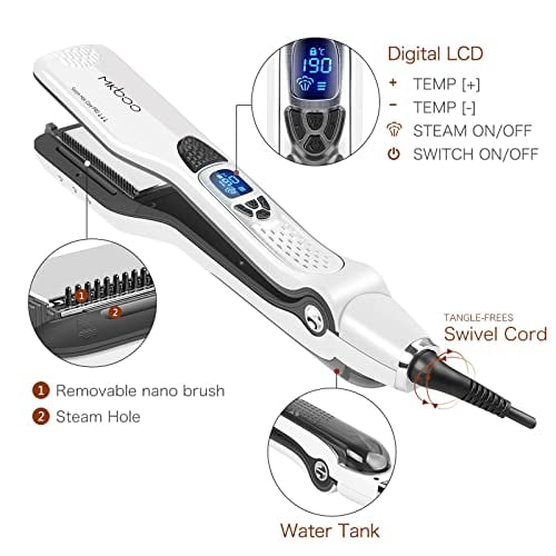 Hair Straightener with Steam Nano Titanium Ceramic Steam Flat Iron