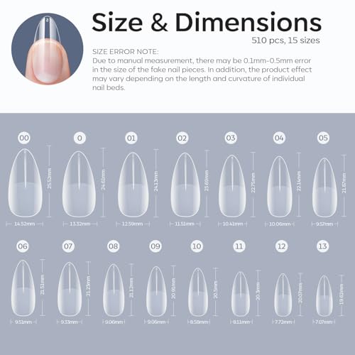Almond Nail Tips, 510pc