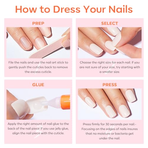 Black Press on Nails Short Square Fall Halloween Fake Nails