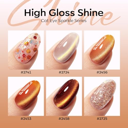 fall cat eye gel polish nude brown set