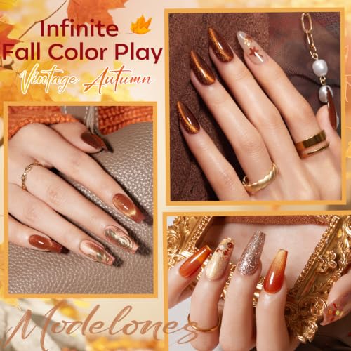 fall cat eye gel polish nude brown set