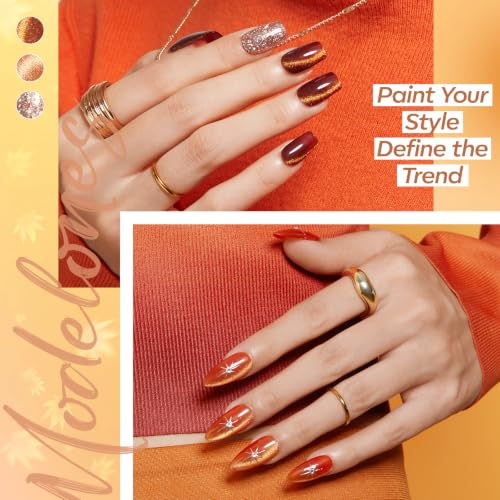 fall cat eye gel polish nude brown set