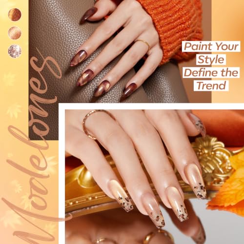 fall cat eye gel polish nude brown set