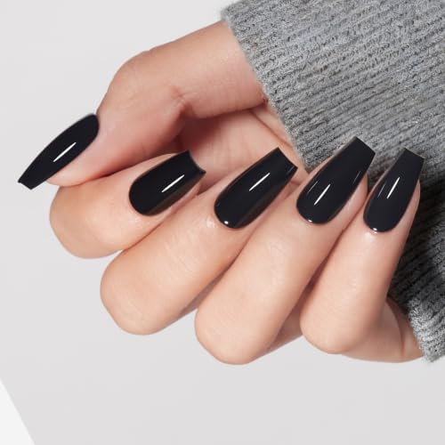 Short Coffin Press On Nails Black