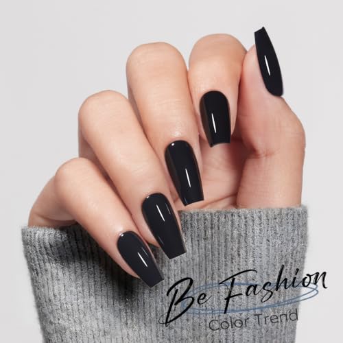 Short Coffin Press On Nails Black