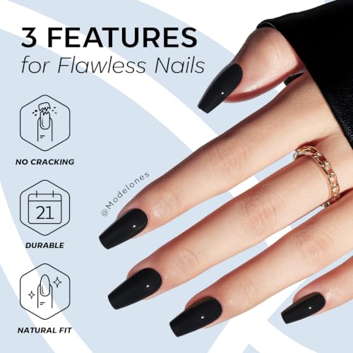 Short Coffin Press On Nails Black