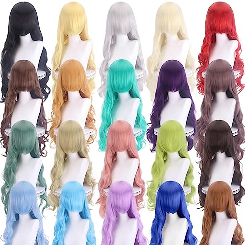 Long Wavy Lavender Wig with Bangs