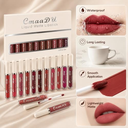 10 Pcs Matte Liquid Lipsticks Set for Women Lip Makeup