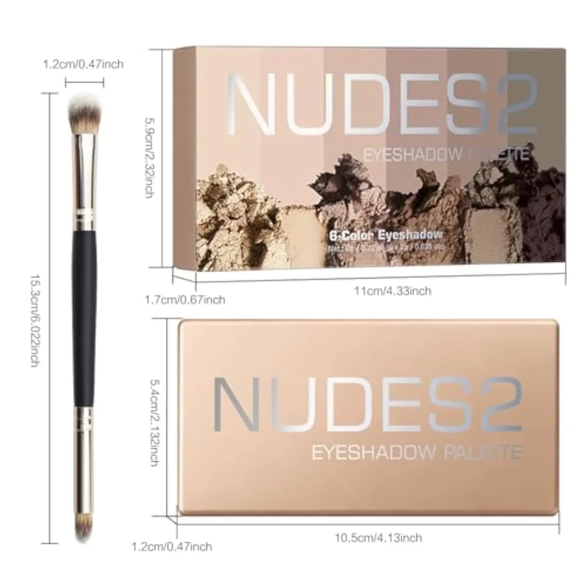 6 Matte Neutral Mini Eyeshadow Palette with Brush - Ultra Blendable Cool-Tone Nude Smokey Eye Shadow Palette, Long-lasting Wear Smooth Texture
