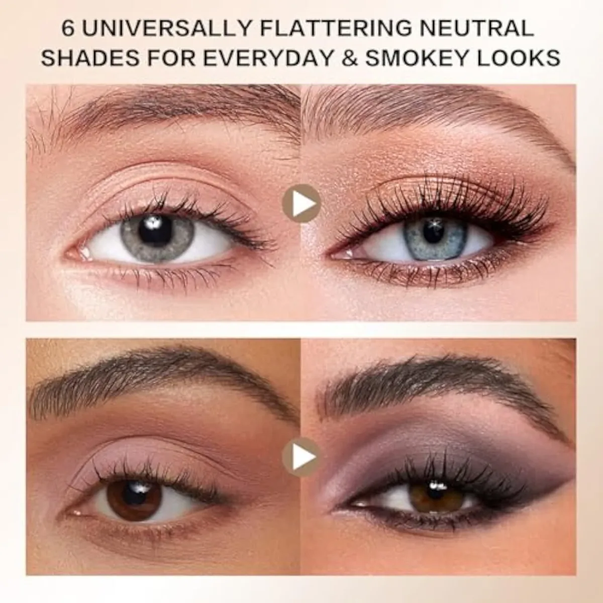 6 Matte Neutral Mini Eyeshadow Palette with Brush - Ultra Blendable Cool-Tone Nude Smokey Eye Shadow Palette, Long-lasting Wear Smooth Texture