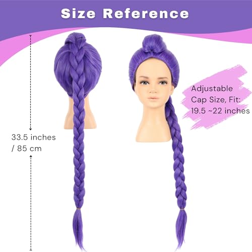 Purple Long Braided Ponytail Wig