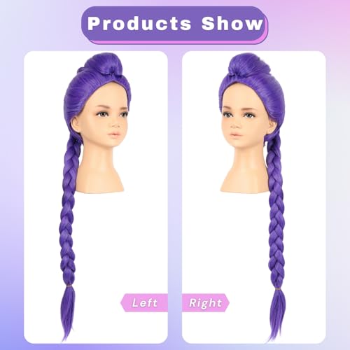 Purple Long Braided Ponytail Wig