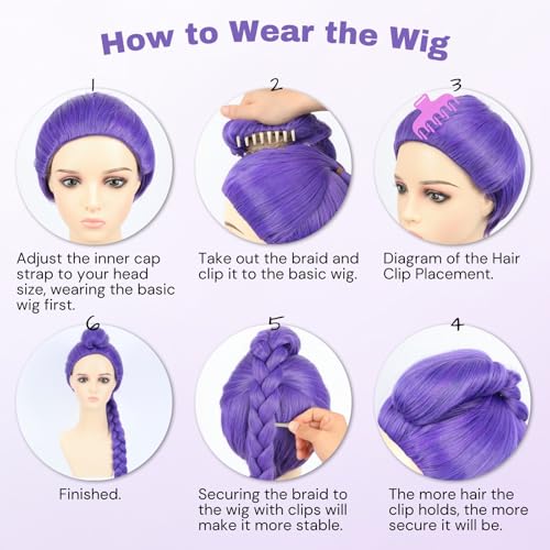 Purple Long Braided Ponytail Wig