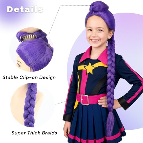 Purple Long Braided Ponytail Wig
