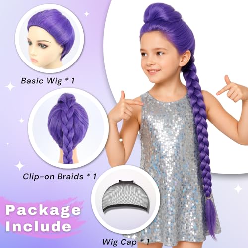 Purple Long Braided Ponytail Wig