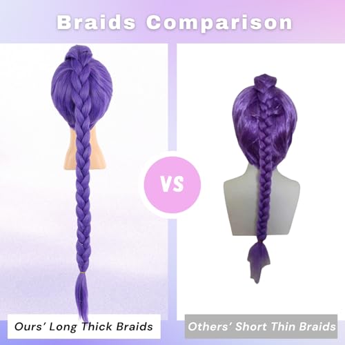 Purple Long Braided Ponytail Wig