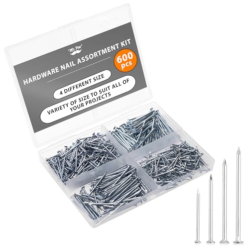 Nail Assortment Kit, 600 pcs, 4 Sizes, Silver Picture Hangers