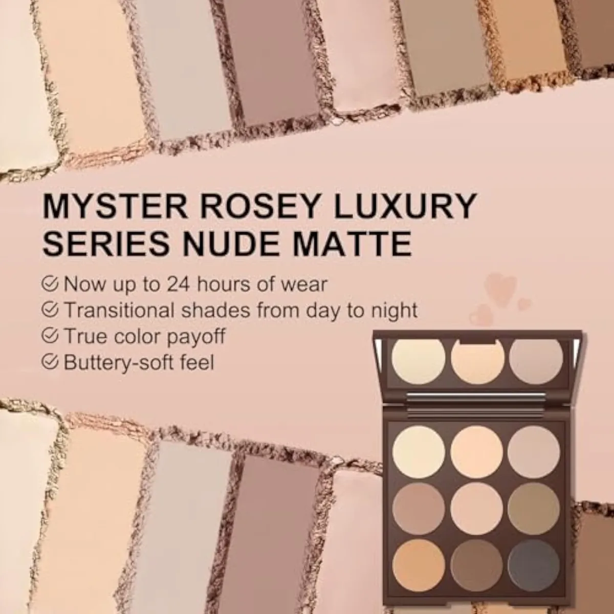 Neutral Eyeshadow Palette, Nude Eyeshadow Palette, Matte Eye Shadow Makeup Palette with Mirror, Long-Lasting Wear, Vegan, Cruelty-Free - 0.5oz (Nude Matte)