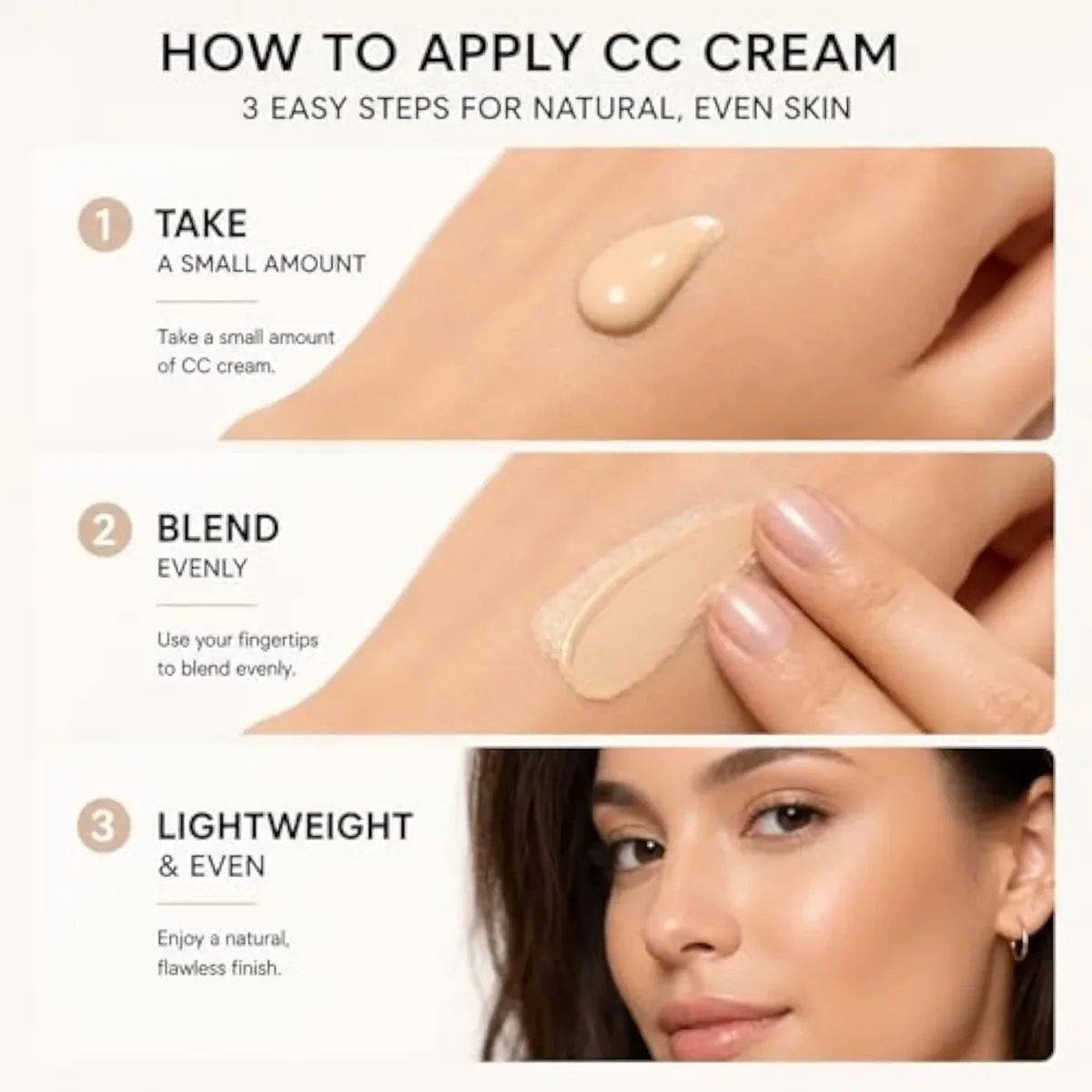 CC Cream, Redness Correcting Foundation, Oil Control Tinted CC Cream Natural Matte, Long Lasting Light to Medium Coverage, Flawless Smooth Finish for Normal to Oily Tan Skin