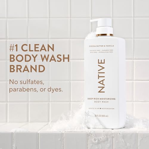 Moisturizing Body Wash, Clean & Gentle 24-Hour Hydration with Shea Butter, for Sensitive and Dry Skin, for Women & Men, Sulfate-free, Paraben-free, Cocoa Butter & Vanilla, 2