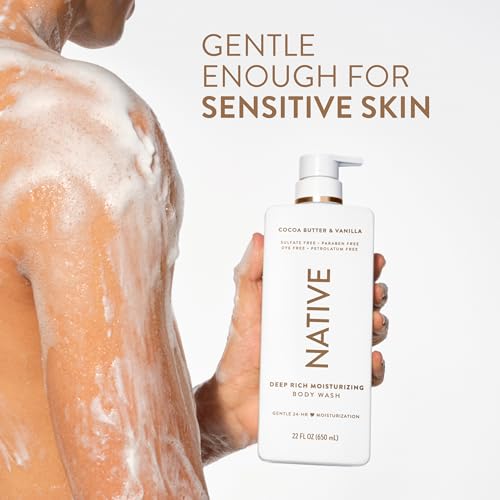 Moisturizing Body Wash, Clean & Gentle 24-Hour Hydration with Shea Butter, for Sensitive and Dry Skin, for Women & Men, Sulfate-free, Paraben-free, Cocoa Butter & Vanilla, 2