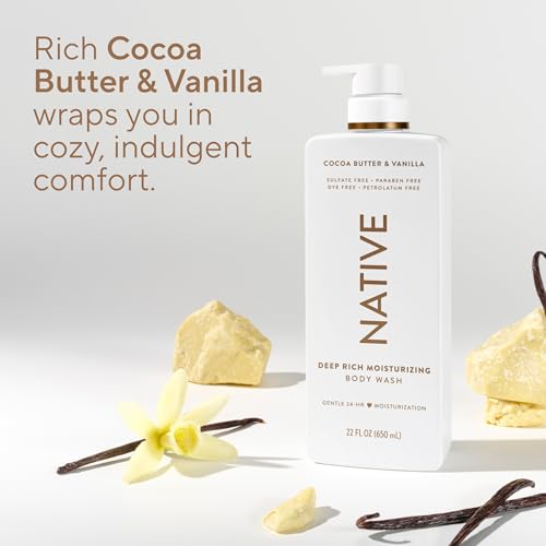 Moisturizing Body Wash, Clean & Gentle 24-Hour Hydration with Shea Butter, for Sensitive and Dry Skin, for Women & Men, Sulfate-free, Paraben-free, Cocoa Butter & Vanilla, 2