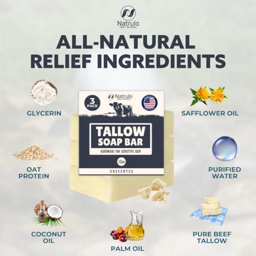Beef Tallow Soap Bar – Grass Fed Tallow Soap, Bar Soap for Dry, Itchy Skin