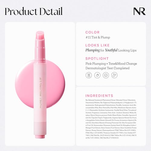 HONEY MELTING LIP PLUMPING (11 PINK) | SOFT LIP STICK Tint & Plump Hydrating Gloss, Moisturizing balms, Volumizing formula & Sheer tint, Glowy Finish, korean make u