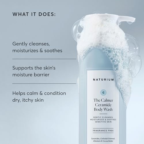 The Calmer Ceramide Body Wash, Frangrance-Free, Cleansing & Moisturizing for Dry, Sensitive Skin, Dermatologist-Tested, Paraben & Cruelty-Free, 16.9 oz