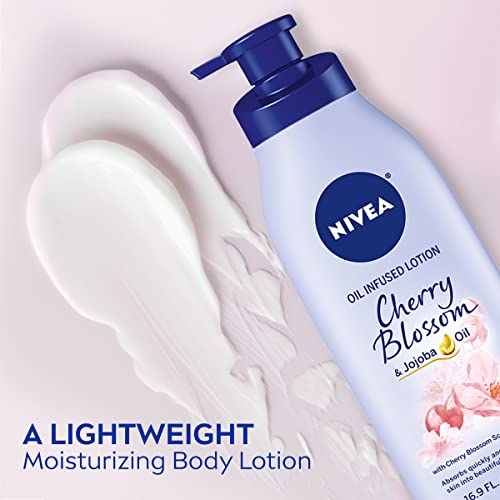 Oil Infused Cherry Blossom and Jojoba Oil Body Lotion for Women, Fast-Ab